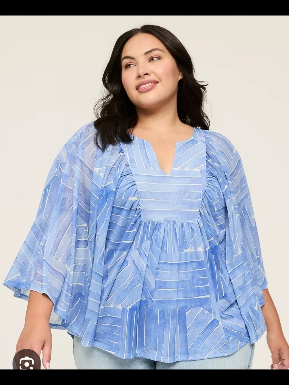 Lane Bryant Sky Blue Striped Poncho Peasant Top 18/20 NWT (6997)